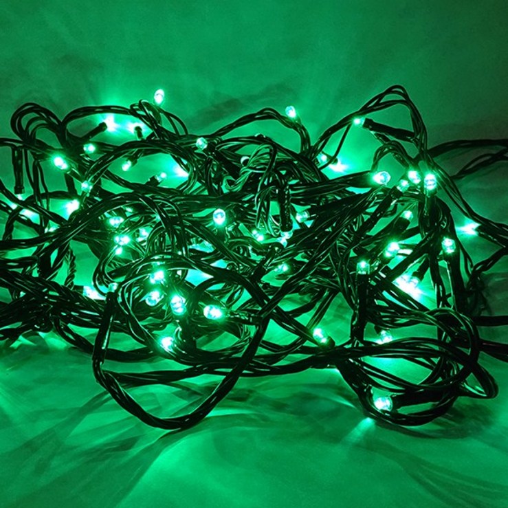 선세이브세트 크리스마스 트리캠핑 조명 LED 은하수 100구 검정선전원케이블 세트, 초록색