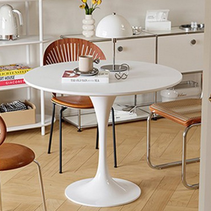 로얄다이아 카페 라운드 테이블 원형 탁자 식탁 타원형 홈카페 티테이블, 800 화이트 - 라운드 테이블