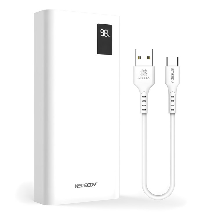 SPEEDY 슬림핏 PD 20W 고속충전 보조배터리 20000mAh 멀티단자 20W C타입 케이블, SPEB2PA20DPQC타입, 화이트 SPEEDY 슬림핏 PD 20W 고속충전 보조배터리 20000mAh 멀티단자 20W C타입 케이블, SPEB2PA20DPQC타입, 화이트