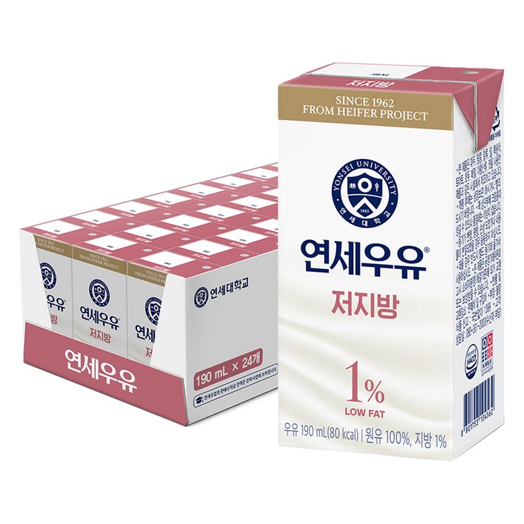 연세우유 저지방, 190ml, 24개 연세우유 저지방, 190ml, 24개