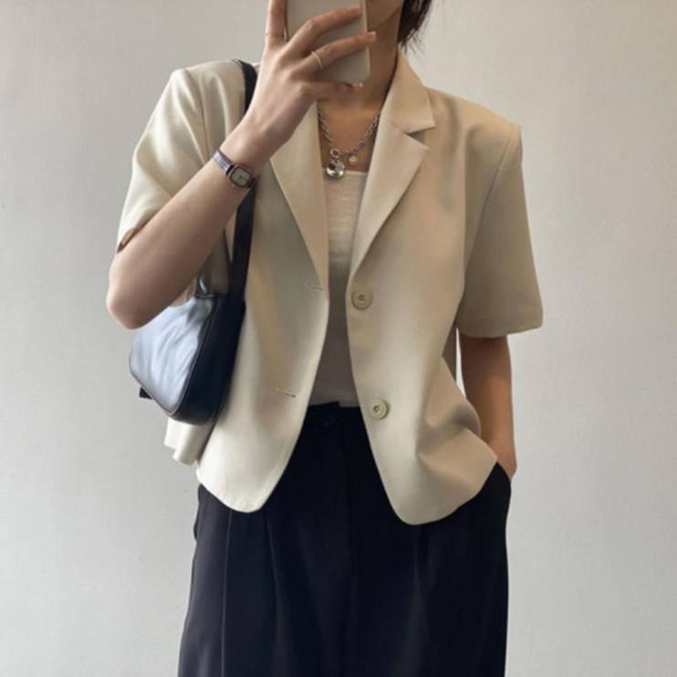 온나뷰 여성 반팔숏자켓 봄가을 간절기 린넨혼방 여름 반팔 크롭자켓 온나뷰 여성 반팔숏자켓 봄가을 간절기 린넨혼방 여름 반팔 크롭자켓