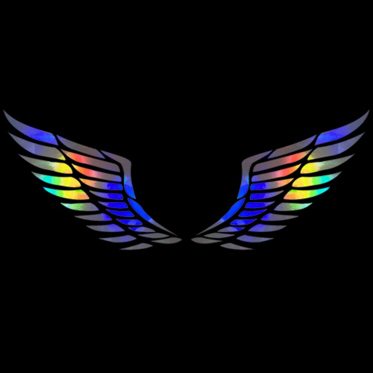 마이웨이카 자동차 천사 날개 스티커, 홀로그램, 1개