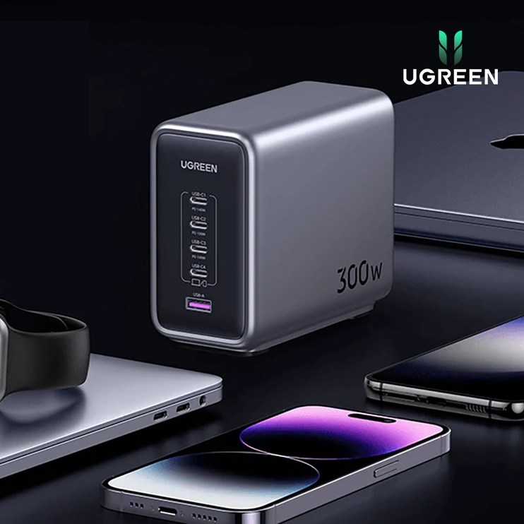 300W GaN PD PPS QC 5포트 초고속 멀티 충전기, 1개, 300W 고속충전기15856