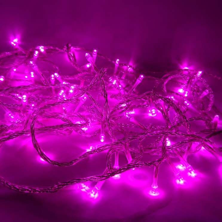 선세이브세트 크리스마스 트리캠핑 조명 LED 은하수 100구 투명선전원케이블 세트, 핑크색