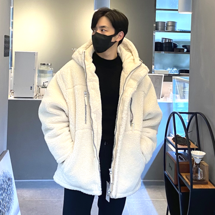 이브컴퍼니 울트라 헤비 양털 후드 집업 점퍼  3color 3208
