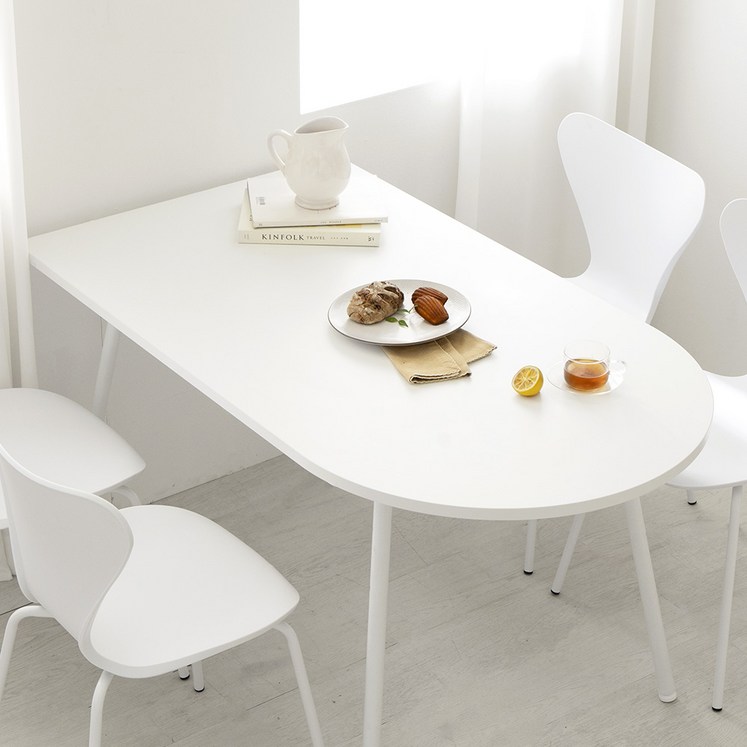 방문설치즉시할인 플레이너스 반타원 테이블 식탁 화이트 LPM 1400 x 800  2인식탁  4인식탁