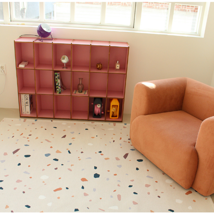 호옴 테라조 디자인 카페트 침실 거실 아이방 원룸 인테리어 러그 100x150cm, 150x200cm, 170x230cm 미니 사각 러그