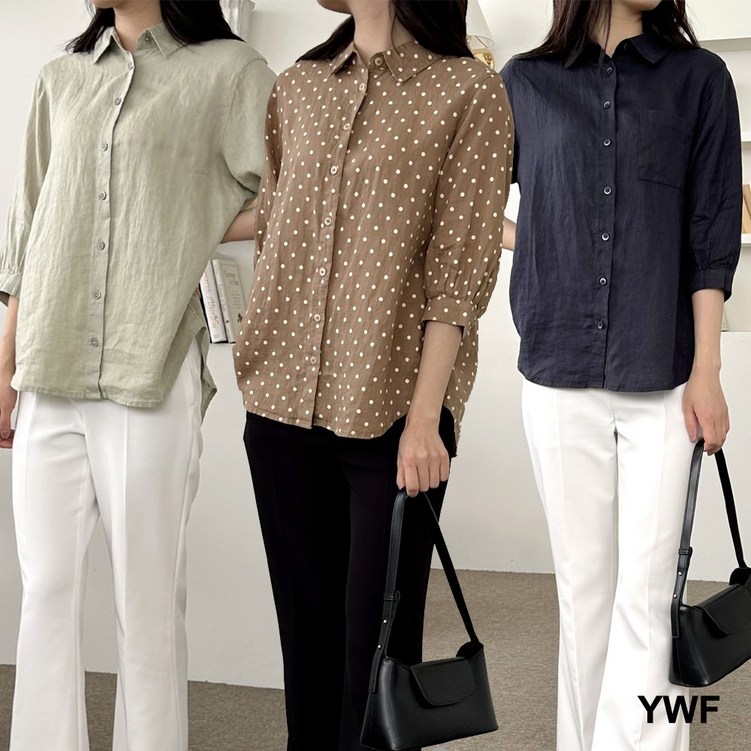 YWF 셀렙샵 썸머 린넨 7부 소매 블라우스3종 택1