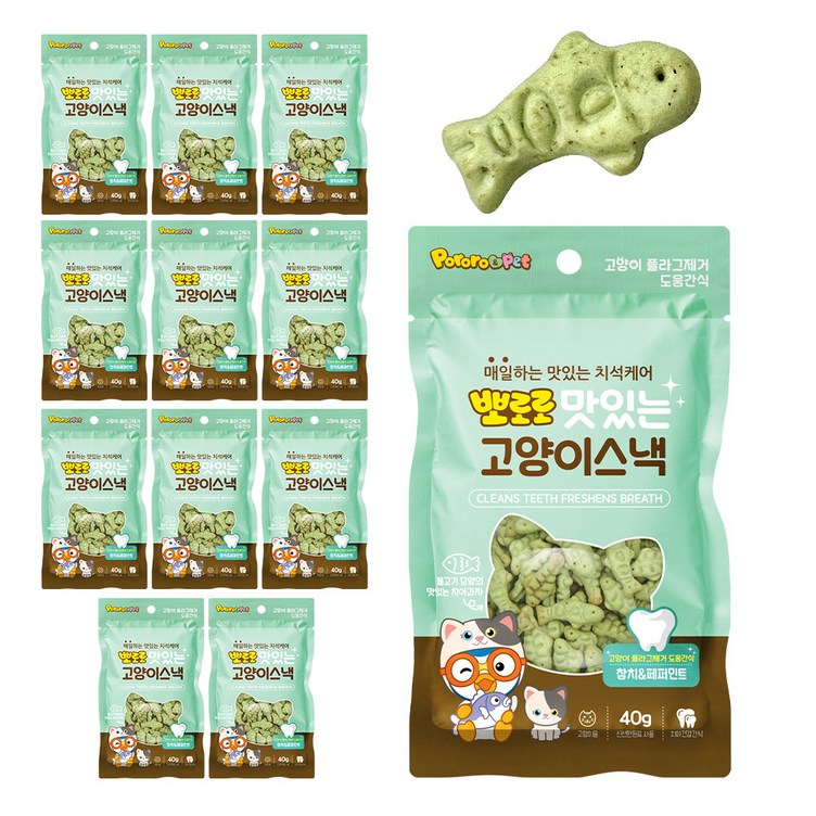 뽀로로펫 고양이 스낵 40g, 참치 페퍼민트 혼합맛, 40g, 12개