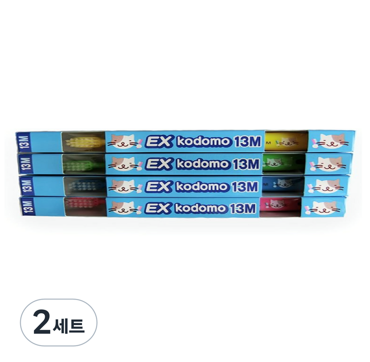 유아 코도모칫솔 13M 4종 세트, 녹색, 노랑, 파랑, 핑크, 4개입, 2세트 유아 코도모칫솔 13M 4종 세트, 녹색, 노랑, 파랑, 핑크, 4개입, 2세트