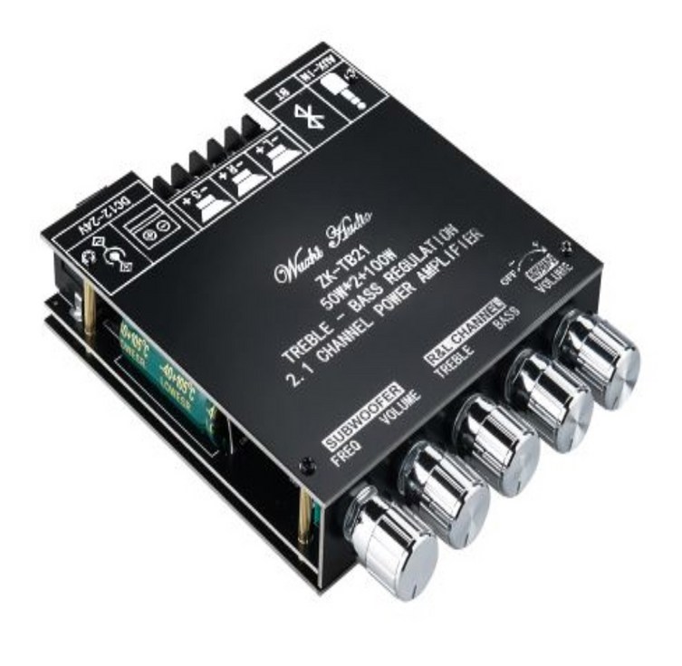 블루투스5.0 서브우퍼 50W X2 미니증폭기 소형앰프 하이파이 마이크사운드 오디오스피커 방송용음향엠프AUX