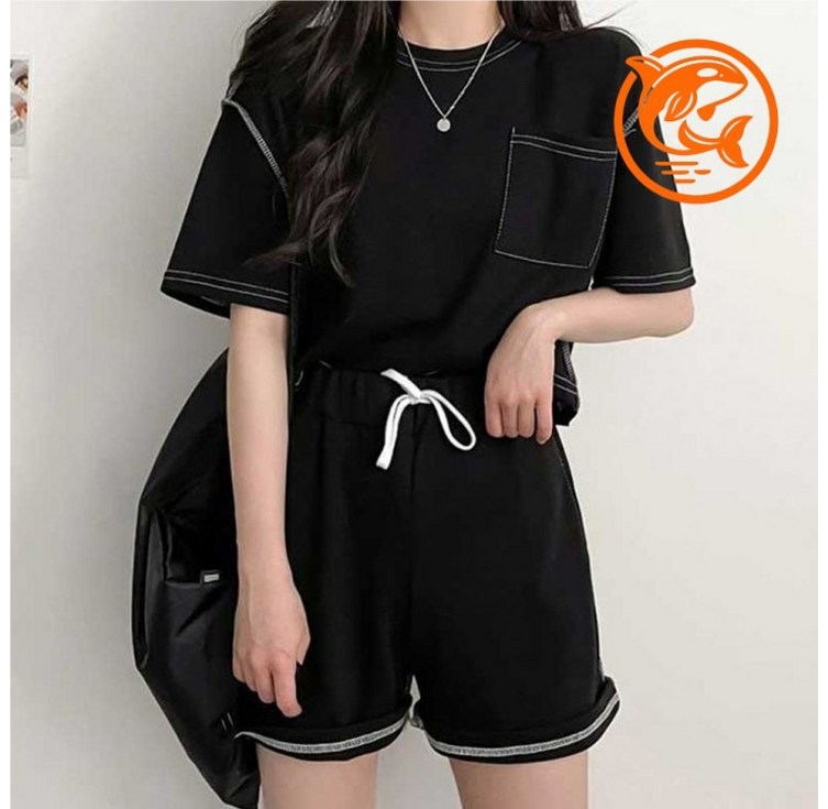 뚠뚠보마켓 좋은 코디세트 블랙 신축성 캐주얼 여름용 상하의 편안한 DDBMK