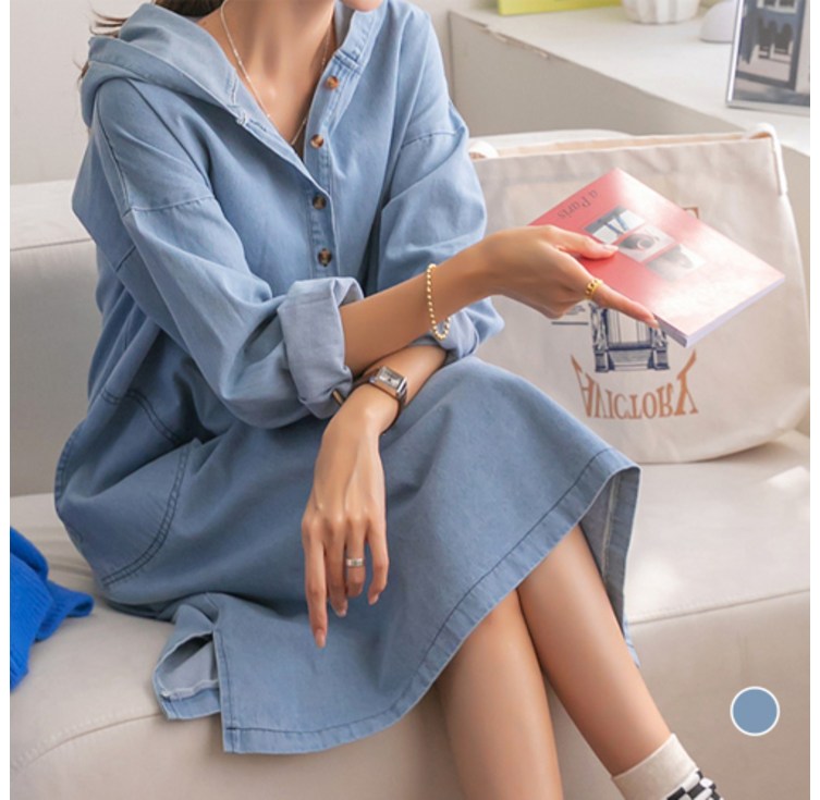 나크21 5588 데일리 후드 데님 원피스 NK21O4