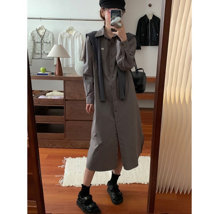 오오티 베이직 롱셔츠 원피스