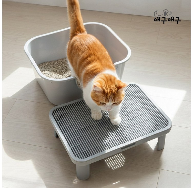 애구애구 고양이 모래 발판 매트 루퍼스텝, 1개, 그레이