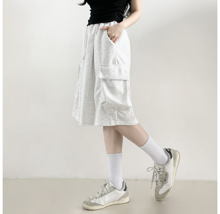 제이앤썸 버뮤다 와이드 카고 포켓 트레이닝 숏팬츠 허리밴딩 반바지 키작녀 여름 봄