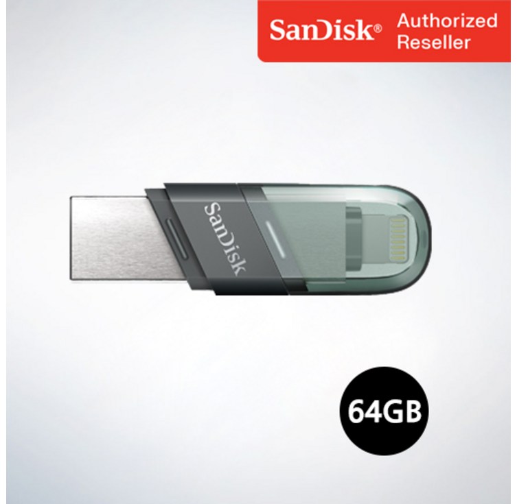 아이폰외장메모리 샌디스크 USB 메모리 iXpand Flip 아이폰 아이패드 전용 OTG 8핀USB3.1  X90N  64GB