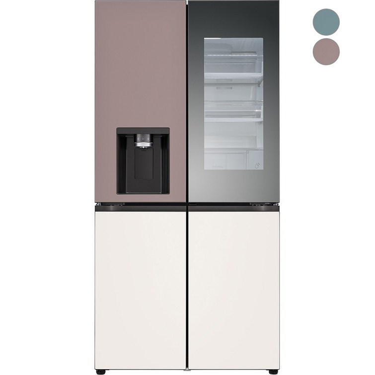 색상선택형 LG전자 디오스 오브제컬렉션 얼음정수기냉장고 W824GKB472 글라스 방문설치