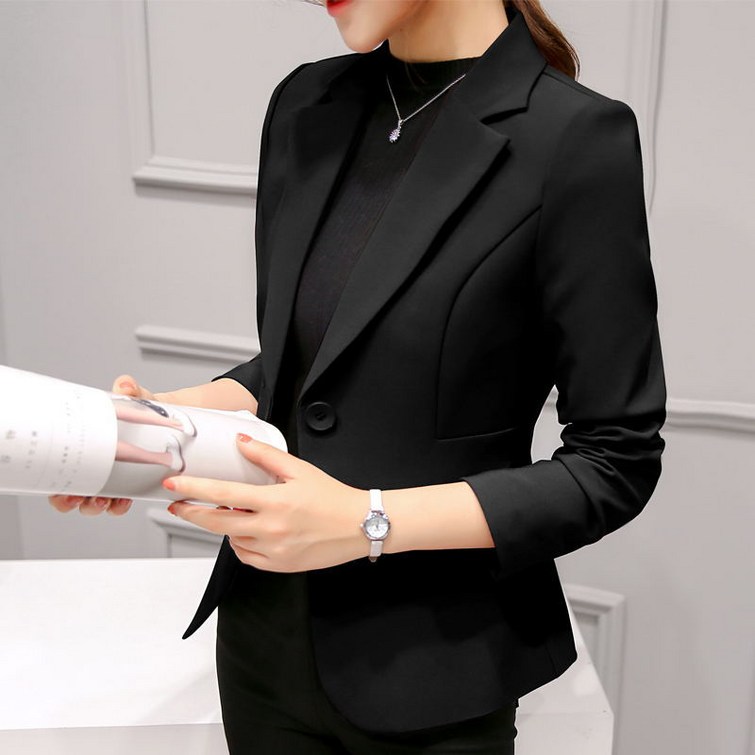 슬림소녀 신품 봄 여성 슬림핏 원버튼 정장 자켓 심플 오피스룩