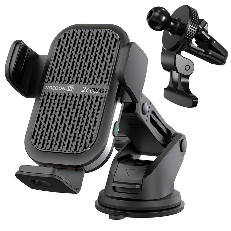 노존 쿨링팬 15W 차량용 고속 듀얼코일 무선충전 거치대 아이폰16 송풍구형대쉬보드 마운트