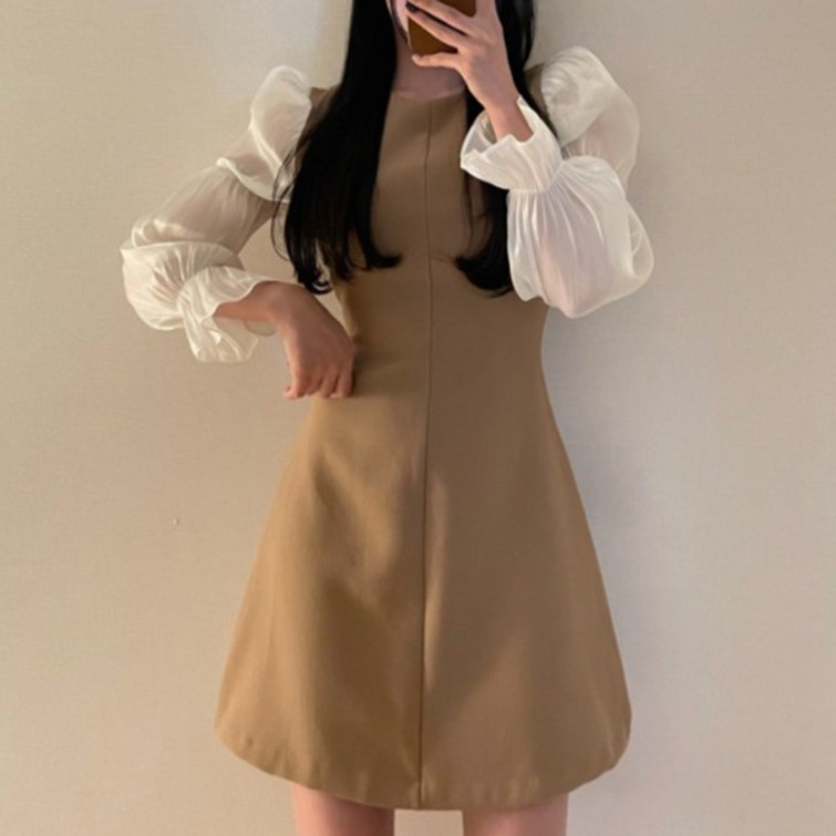 랜덤플레이 라운드 베이직 퍼프 원피스 랜덤플레이 라운드 베이직 퍼프 원피스